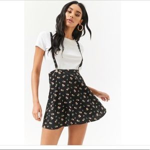 Forever 21 Floral Skirt With Suspenders Size L